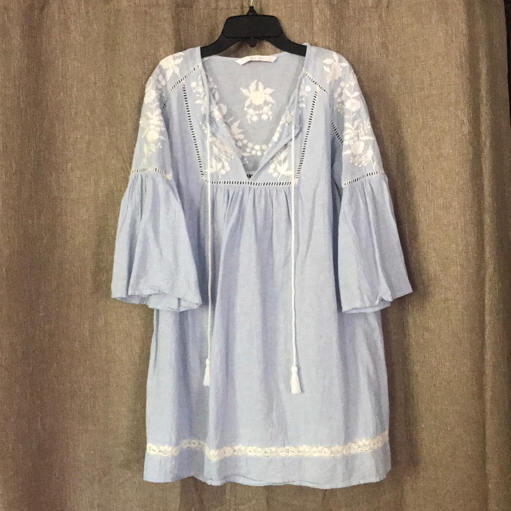 Zara Linen Embroidered Dress